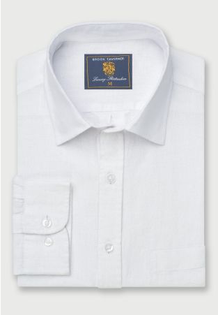 Regular Fit White Pure Linen Shirt