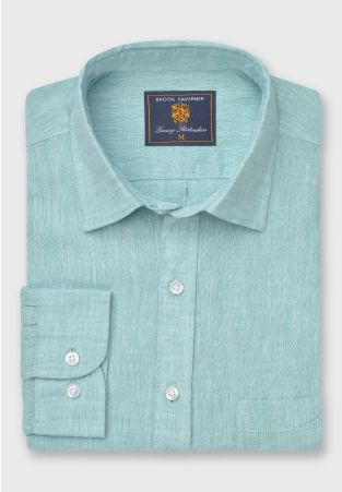 Regular Fit Mint Pure Linen Shirt