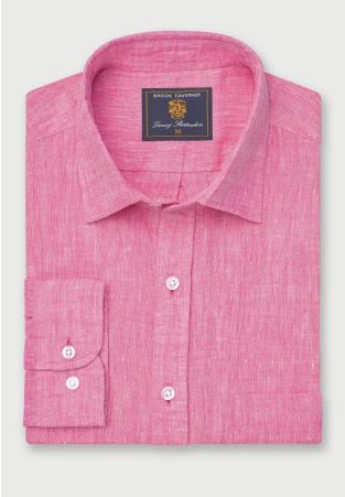 Regular Fit Magenta Pure Linen Shirt