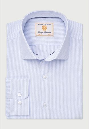 Tailored Fit Sky Blue Fine Stripe Shirt