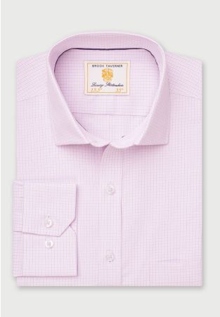 Tailored Fit Pink Micro Check Oxford Cotton Shirt