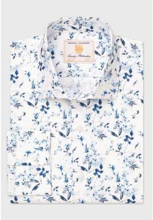 Tailored Fit Blue Leaf Print 'Occasion' Shirt