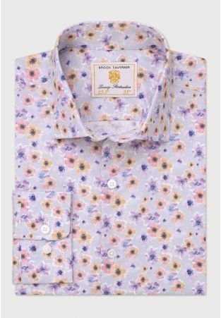 Tailored Fit Grey Poppy Print 'Occasion' Shirt