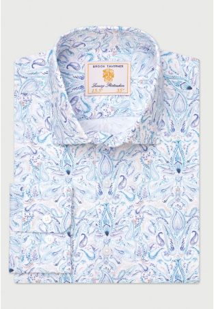 Regular Fit Blue Paisley Print 'Occasion' Shirt