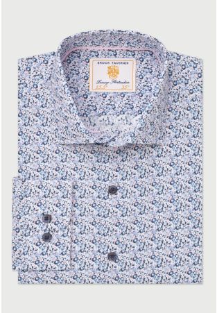 Tailored Fit Blue Ditsy Floral Shirt
