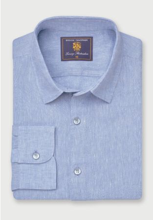 Regular Fit Blue Pure Linen Shirt