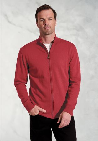Somerset Claret Cotton Merino Zip Cardigan