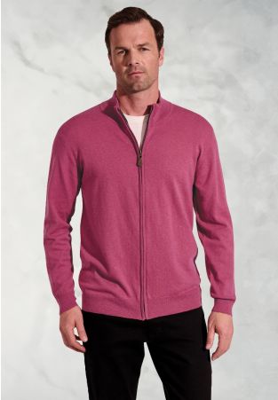 Somerset Raspberry Cotton Merino Zip Cardigan
