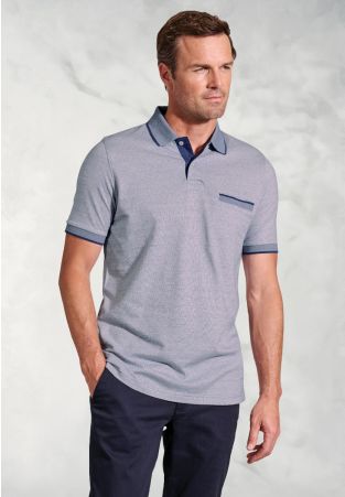 Sutherland Blue Melange Dot Jacquard Polo Shirt
