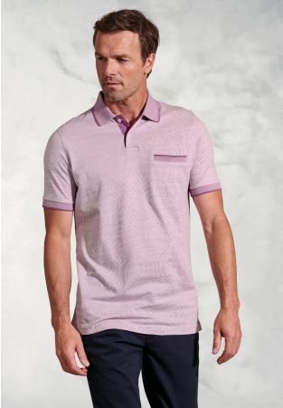 Sutherland Mauve Melange Dot Jacquard Polo Shirt