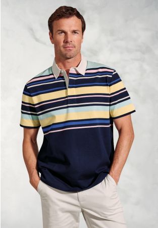 Walken Navy Stripe Short Sleeve Rugby Shirt