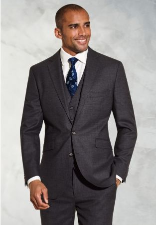 Tailored Fit Wells Charcoal Wool Blend Suit Jacket