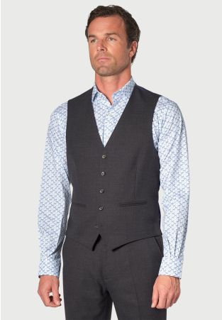 Tailored Fit Wells Charcoal Wool Blend Waistcoat