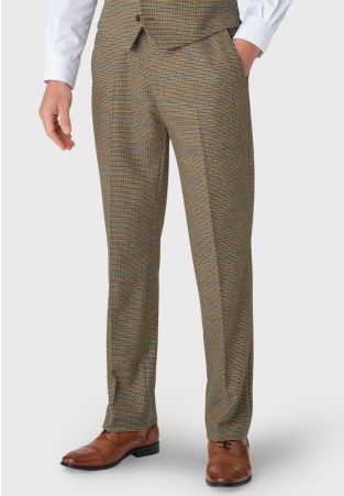 Tailored Fit Woolf Green Check British Wool Fabric Suit Pants