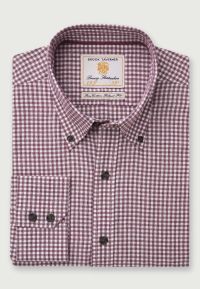 Regular Fit Bordeaux Gingham Cotton Shirt