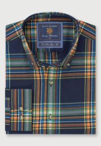 Tailored Fit Navy Check Cotton Shirt