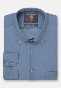 Regular Fit Light Blue Chambray Cotton Shirt
