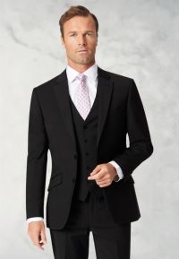 Tailored Fit Avalino Black Suit - Vest Optional