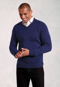Barton Navy Lambswool V-Neck Jumper