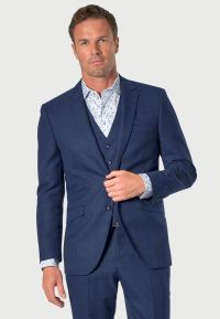 Tailored Fit Calder Blue Puppytooth Wool Rich Check Suit - Waistcoat Optional
