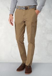 Tailored Fit Carlos Sand Cotton Stretch Cargo Pants