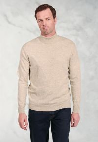 Cornwall Stone Cotton Merino Roll Neck Jumper