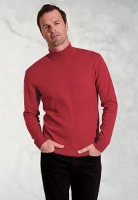 Cornwall Claret Cotton Merino Roll Neck Jumper