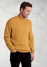 Cornwall Mustard Cotton Merino Roll Neck Jumper