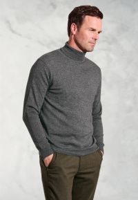 Cornwall Charcoal Cotton Merino Roll Neck Jumper