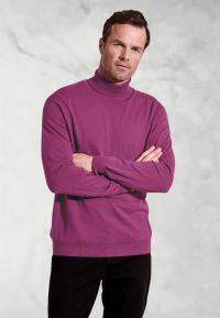 Cornwall Plum Cotton Merino Roll Neck Jumper