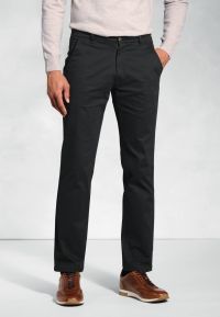 Regular Fit Denver Black Cotton Stretch Chinos