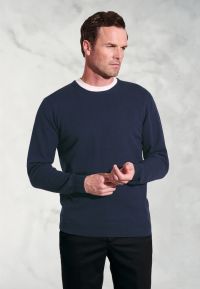 Devon Navy Cotton Merino Crew Neck Jumper