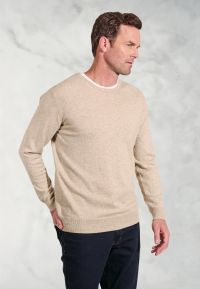 Devon Stone Cotton Merino Crew Neck Jumper