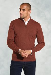 Kirby Blue Cotton Thermolite® Zip Neck Jumper