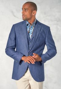 Tailored Fit Leeds Blue Linen Jacket