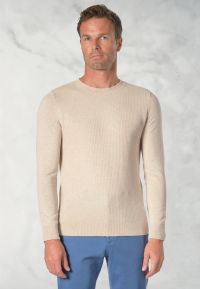 Noah Oatmeal Brick Stitch Cotton Crew Neck Jumper