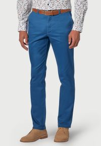 Regular Fit Perry Blue Fine Twill Stretch Cotton Pants