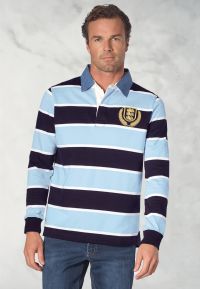 Richardson Sky Blue Pure Cotton Stripe Rugby Shirt
