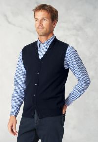 Salcombe Navy Merino Wool Waistcoat