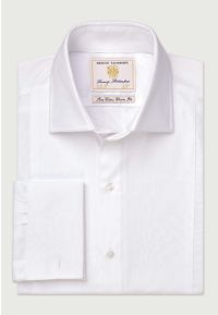 Regular Fit White Marcella Front Double Cuff Cotton Tuxedo Shirt - Two Sleeve Lengths