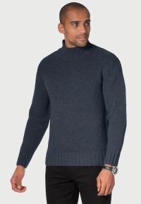 Waver Blue Lambswool Turtle Neck Jumper