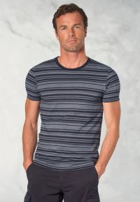 Willis Pure Cotton Navy Herringbone Hoop T-Shirt