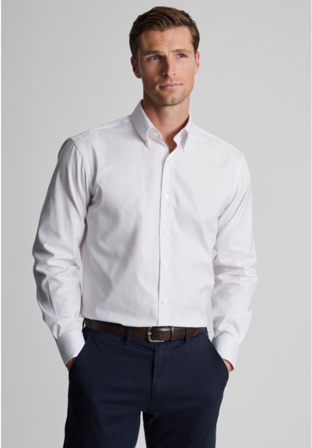 Tailored Fit White Pinpoint Oxford Cotton Shirt