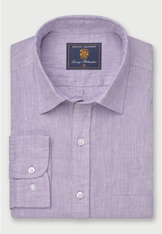 Regular Fit Lilac Pure Linen Shirt